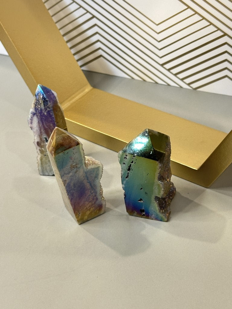 Angel Aura Druzy Sphalerite Tower Iridescent Energy for Grounded Transformation
