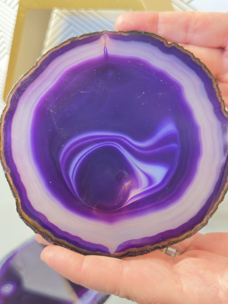 Purple Blue Agate Charging Slabs: Tranquility, Clarity & Energy Alignment