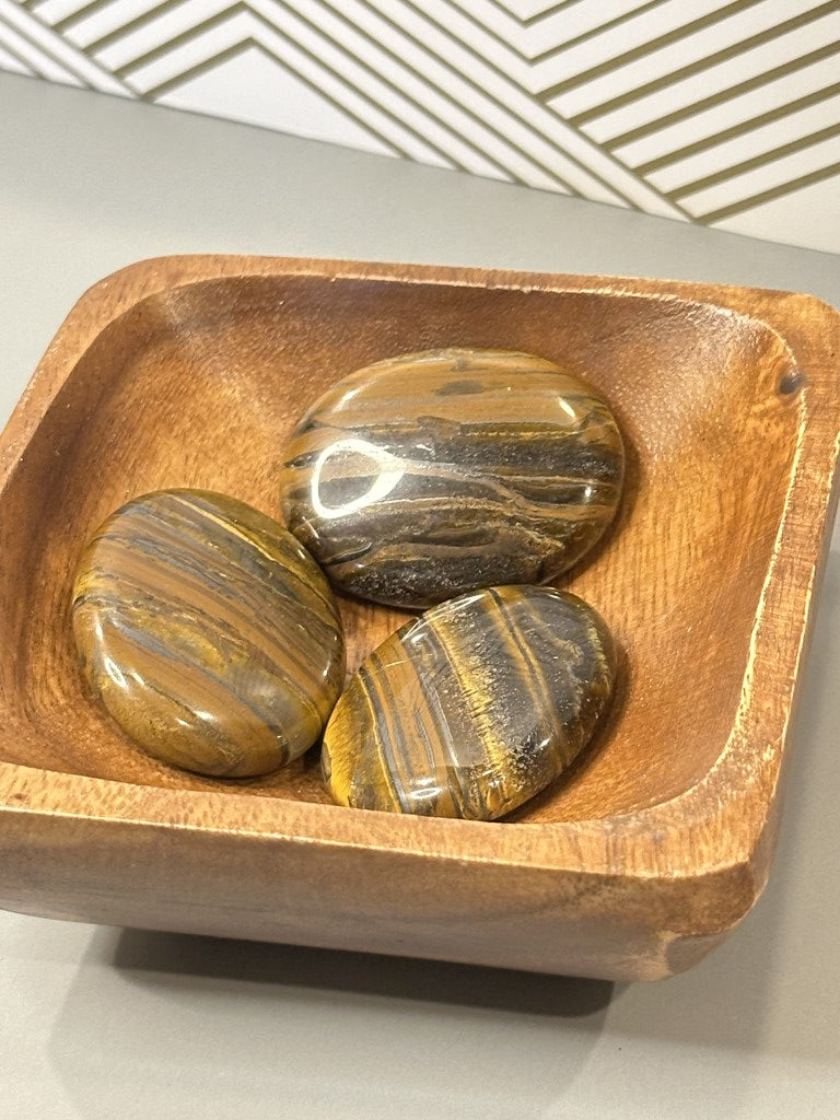 Tiger’s Eye Palm Stone – Courage, Focus & Empowered Grounding