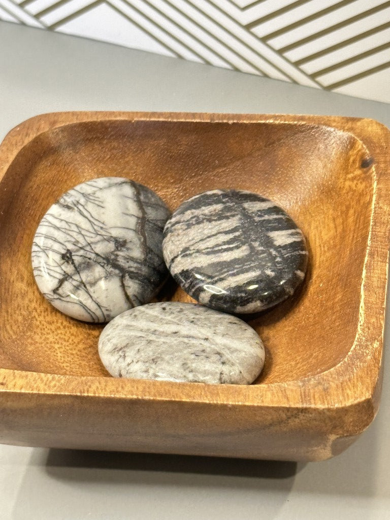 Spider Web Jasper Palm Stone 40mm | Root Chakra | Grounding Anxiety Relief Stress Protection Stone