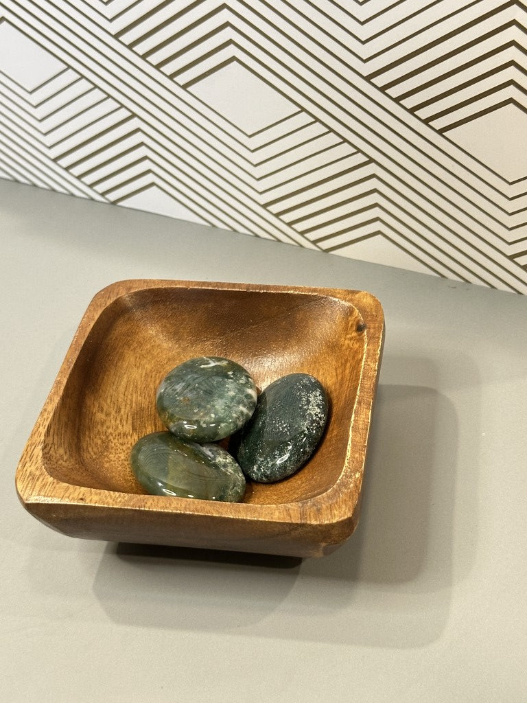 Moss Agate Palm Stone: Grounding, Growth & Emotional Renewal