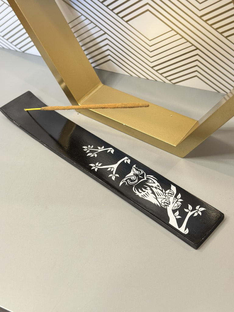 Owl Black Wood Incense Holder: The Symbol of Wisdom & Protection