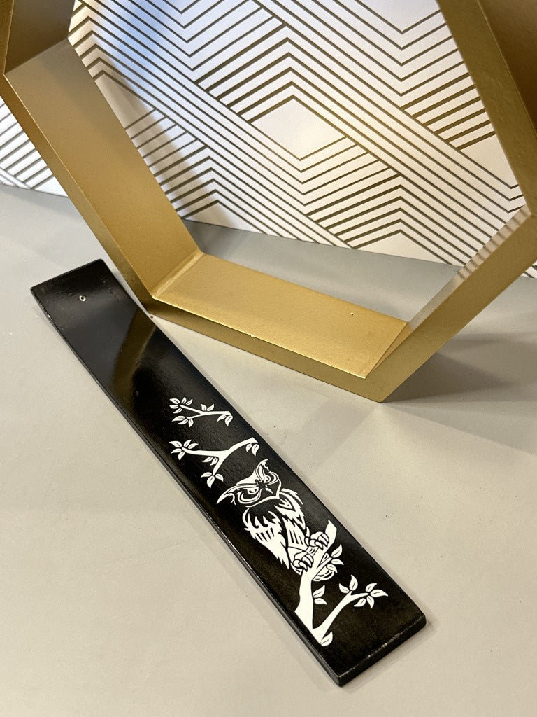Owl Black Wood Incense Holder: The Symbol of Wisdom & Protection