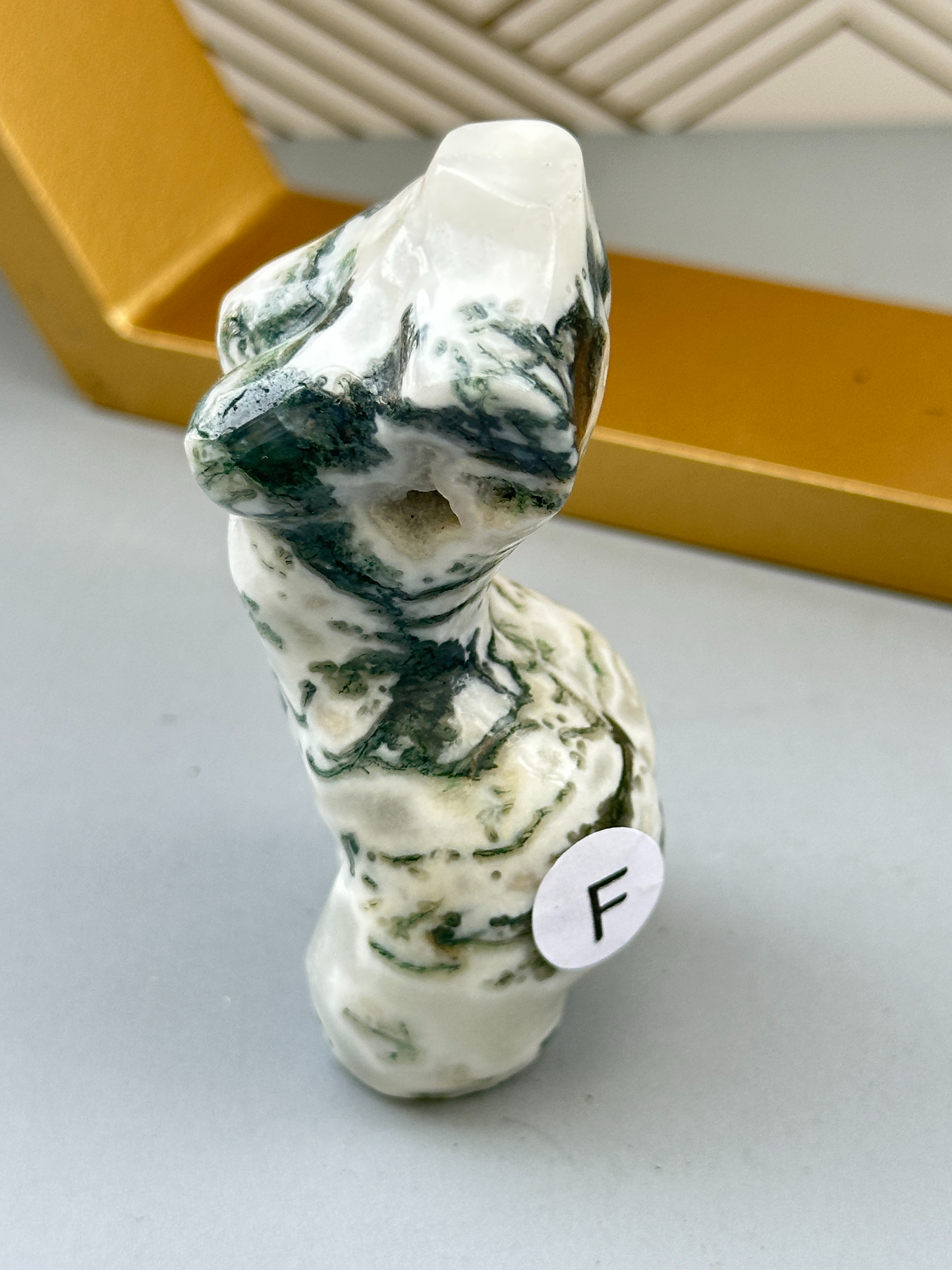 Moss Agate Goddess Figurine 3 inch | Heart Root Chakra | Growth Abundance Divine Feminine Healing Stone