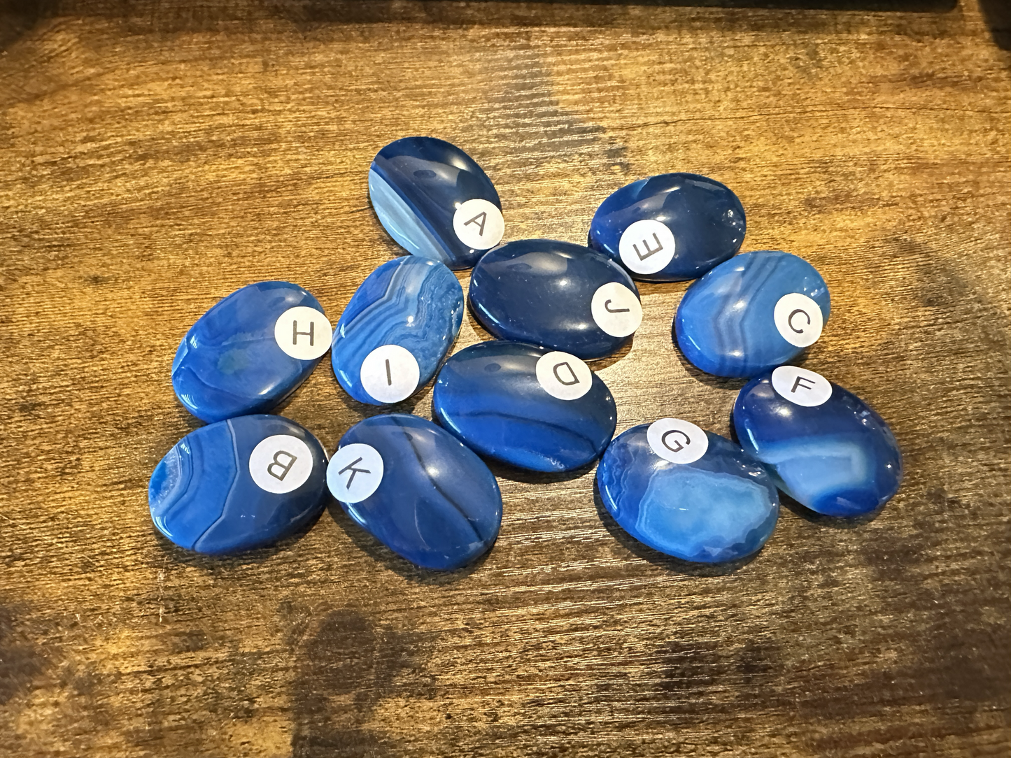 Blue Onyx Worry Stone 38mm | Throat Third Eye Chakra | Calm Communication Anxiety Relief Stress Stone