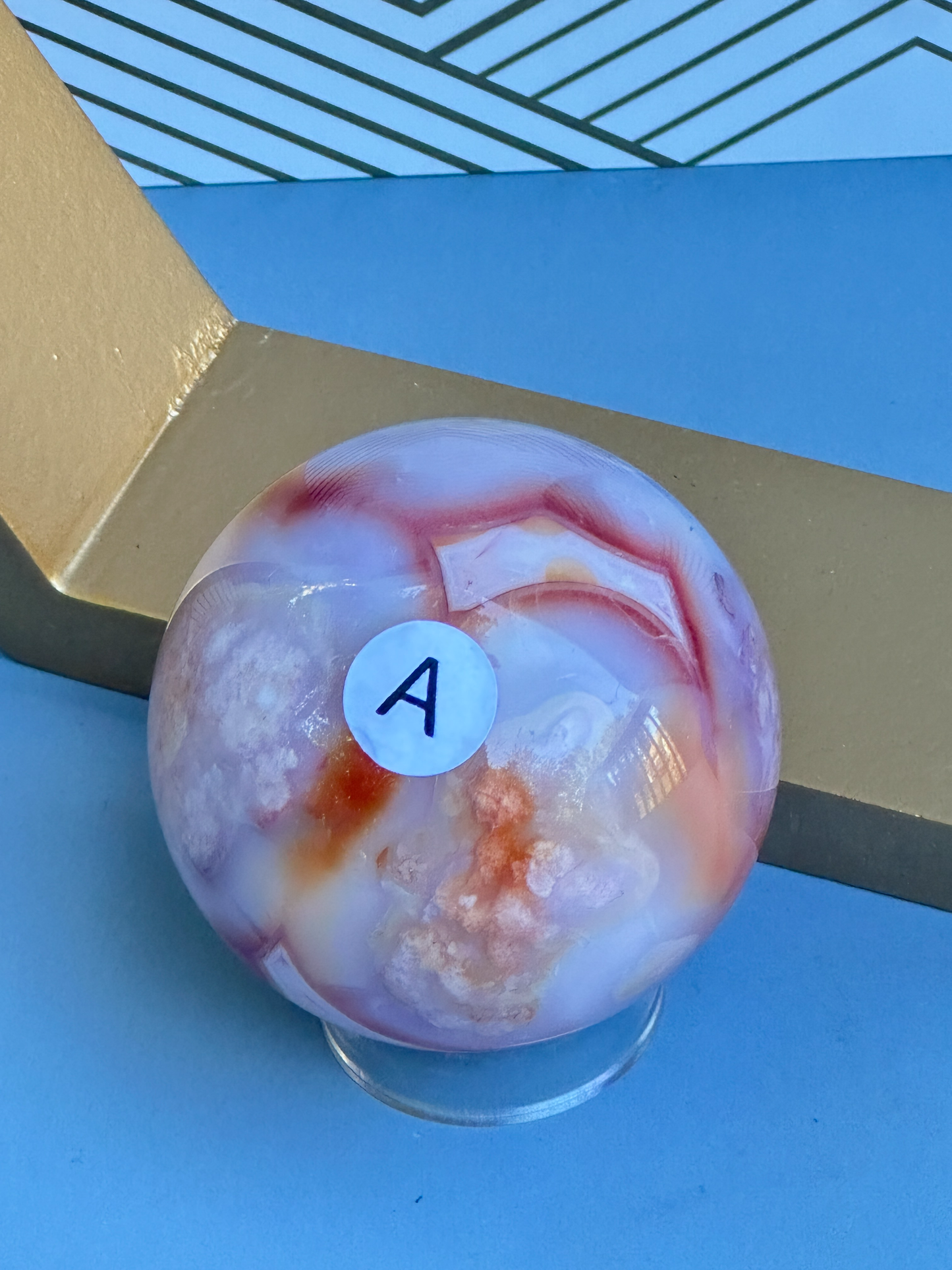 Carnelian Flower Sphere 56mm | Sacral Solar Plexus Chakra | Motivation Creativity Passion Confidence Stone