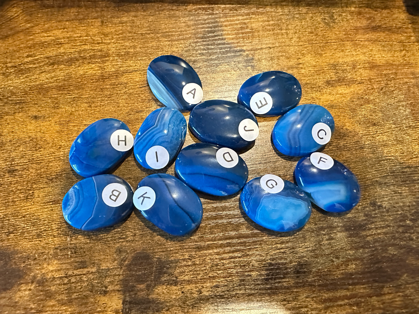 Blue Onyx Worry Stone 38mm | Throat Third Eye Chakra | Calm Communication Anxiety Relief Stress Stone