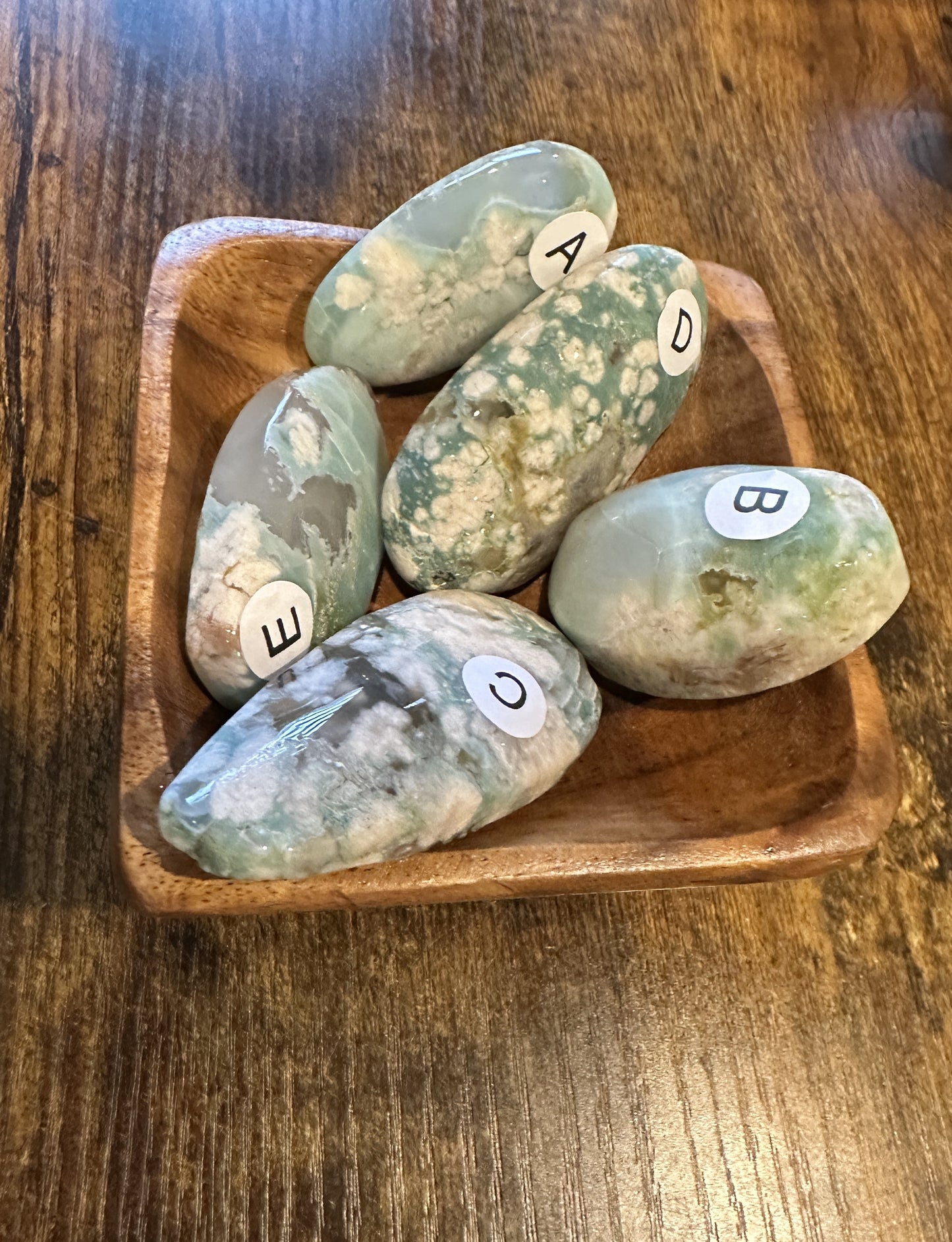 Green Flower Agate Palm Stone for Growth + Harmony | Heart-Centered Healing + Emotional Renewal