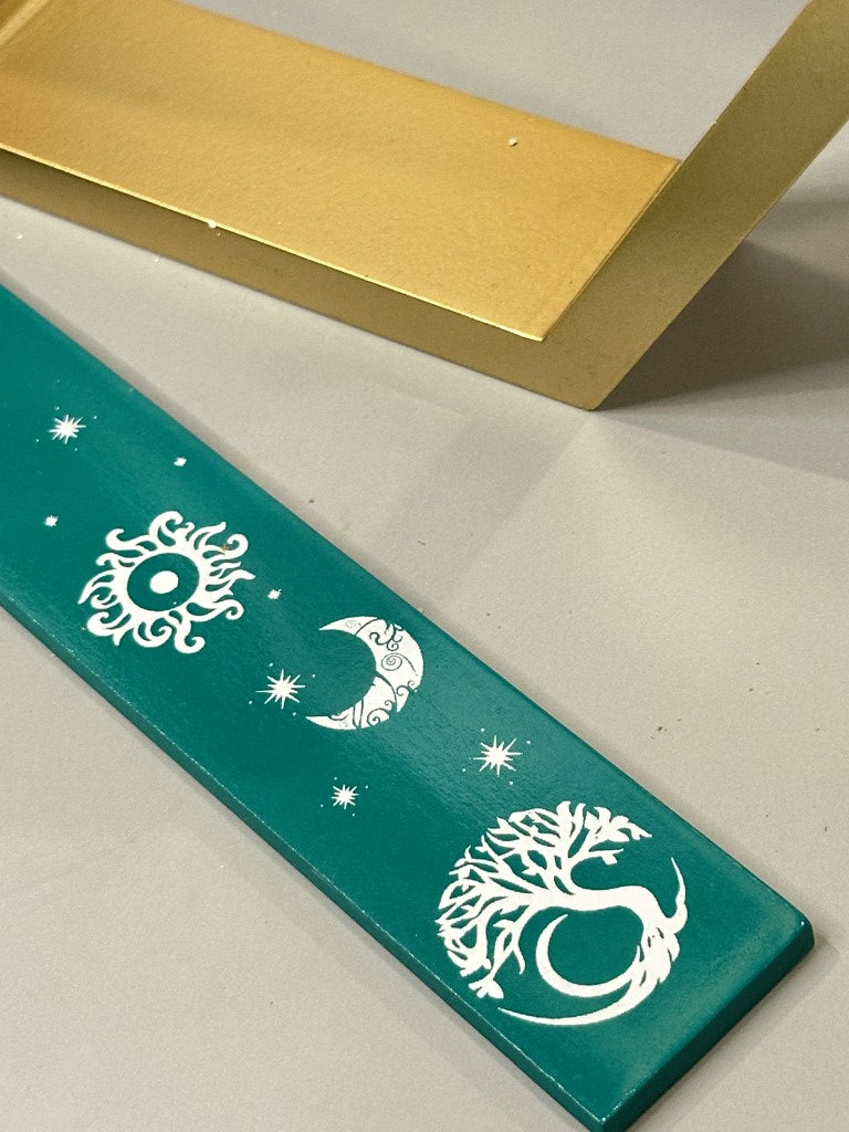 Painted Celestial Tree Teal – Incense Holder: Connect to Earth and Sky