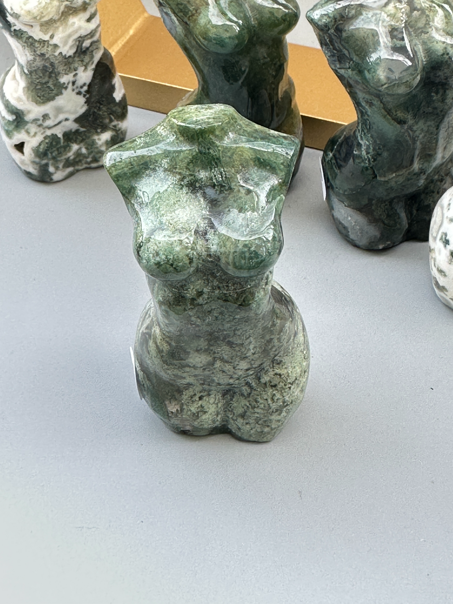 Moss Agate Goddess Figurine 3 inch | Heart Root Chakra | Growth Abundance Divine Feminine Healing Stone