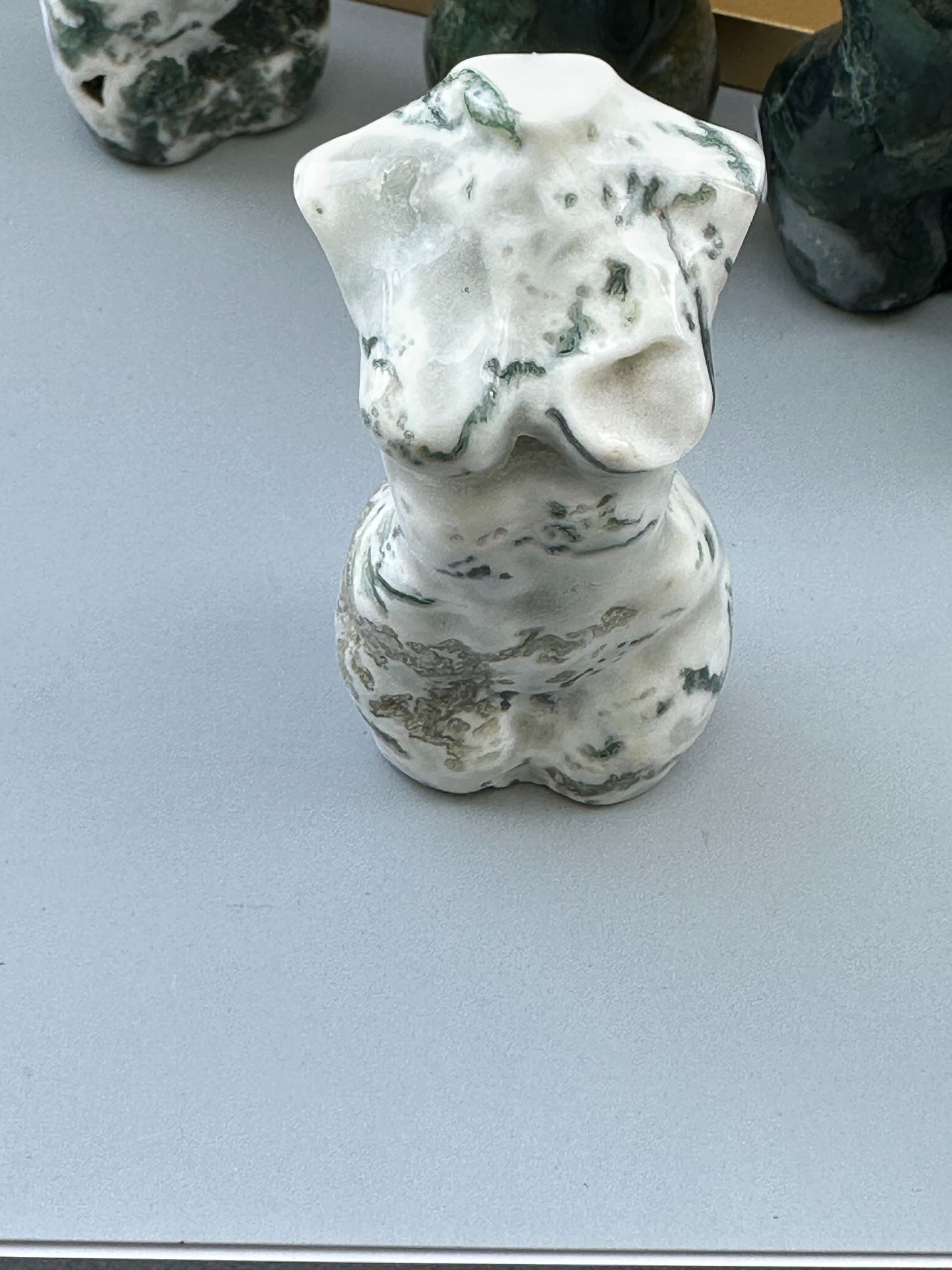 Moss Agate Goddess Figurine 3 inch | Heart Root Chakra | Growth Abundance Divine Feminine Healing Stone