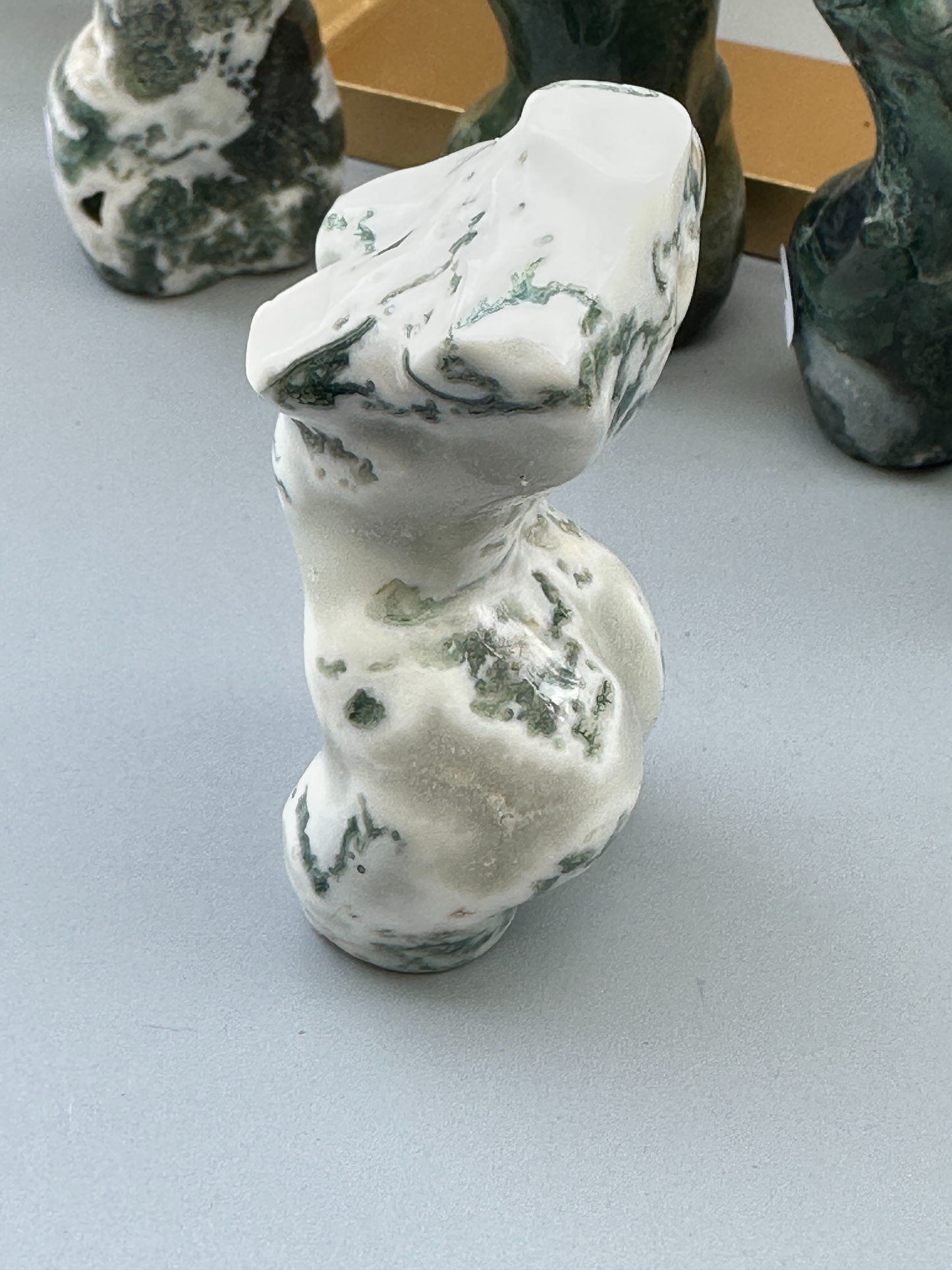 Moss Agate Goddess Figurine 3 inch | Heart Root Chakra | Growth Abundance Divine Feminine Healing Stone
