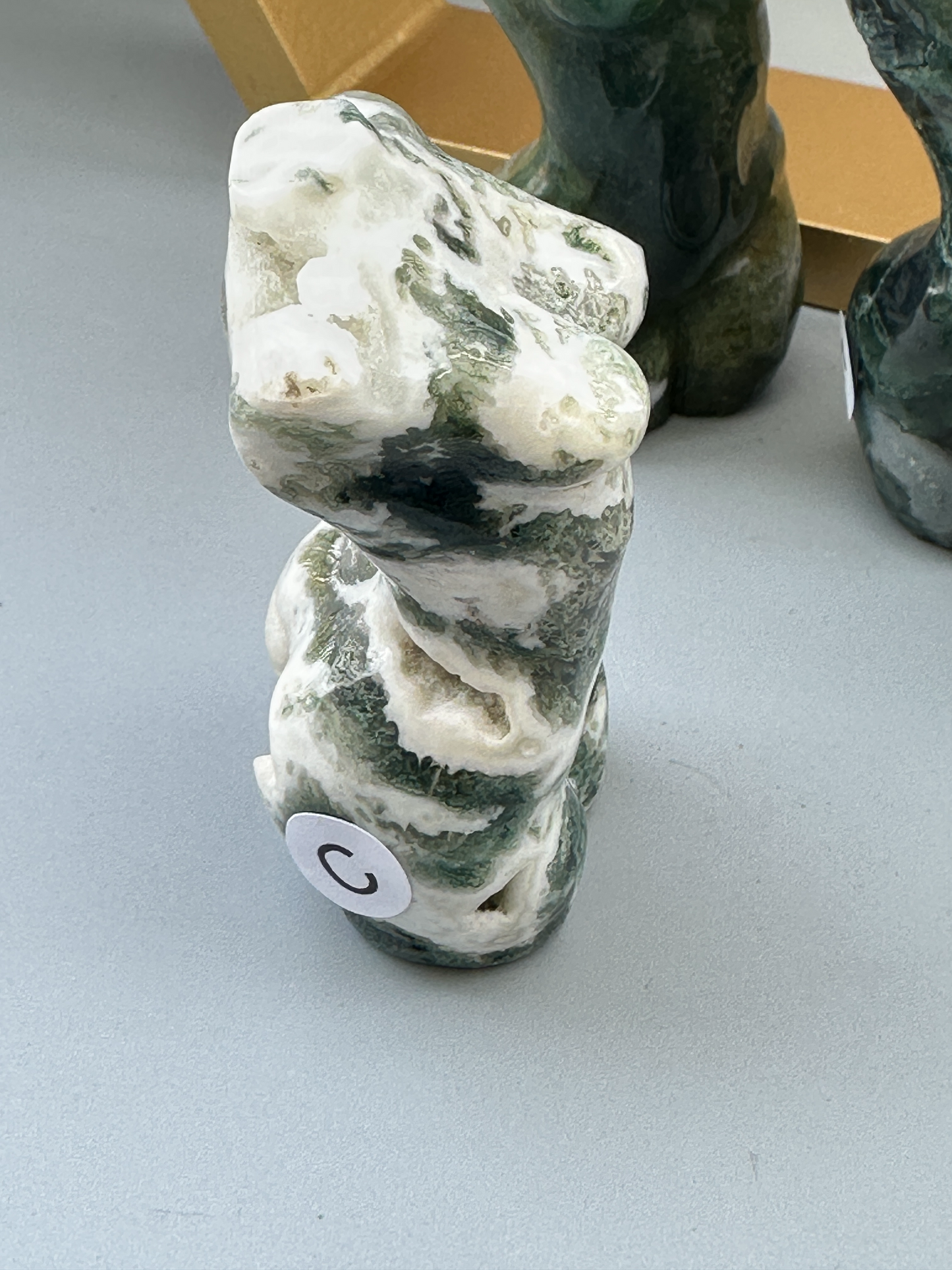 Moss Agate Goddess Figurine 3 inch | Heart Root Chakra | Growth Abundance Divine Feminine Healing Stone