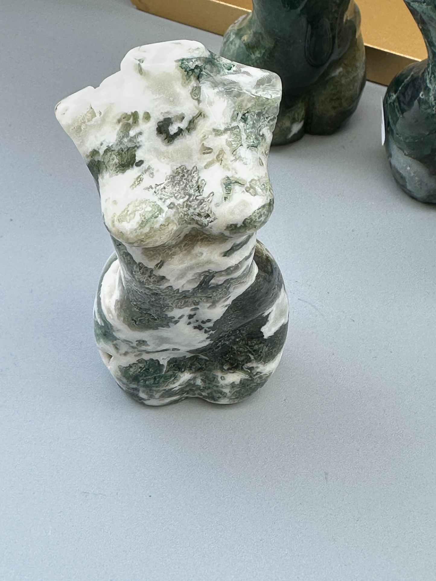 Moss Agate Goddess Figurine 3 inch | Heart Root Chakra | Growth Abundance Divine Feminine Healing Stone