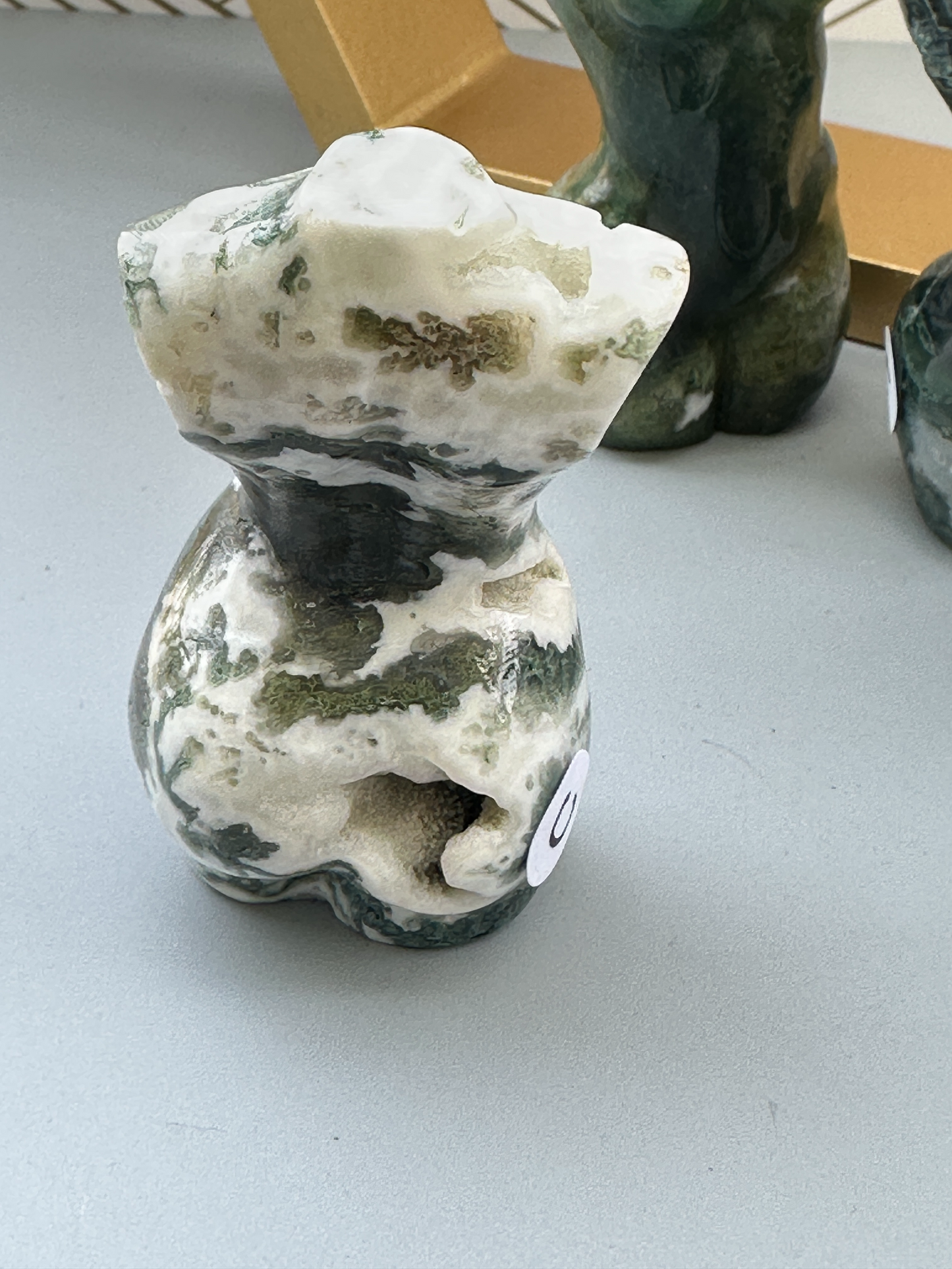 Moss Agate Goddess Figurine 3 inch | Heart Root Chakra | Growth Abundance Divine Feminine Healing Stone