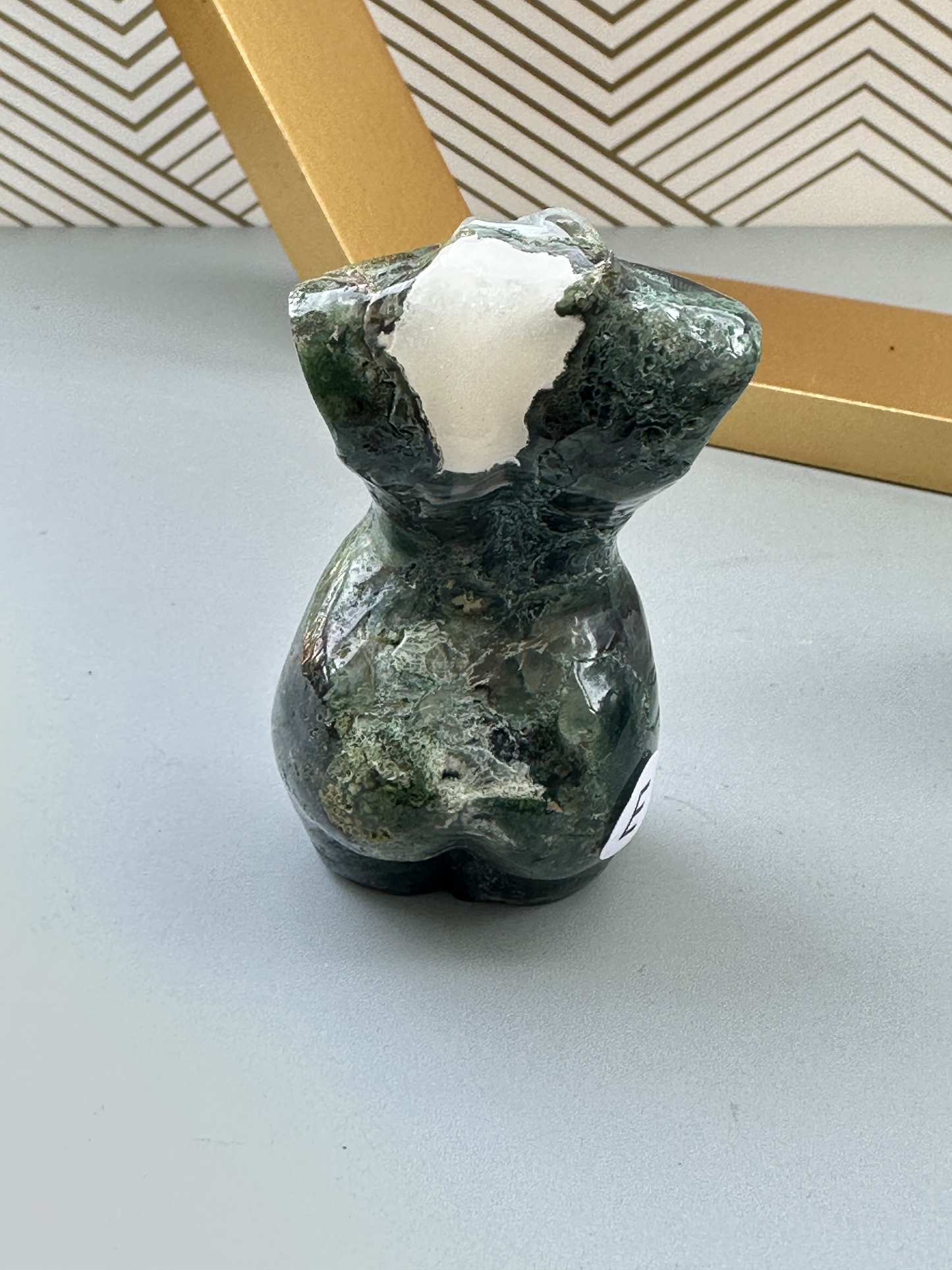 Moss Agate Goddess Figurine 3 inch | Heart Root Chakra | Growth Abundance Divine Feminine Healing Stone