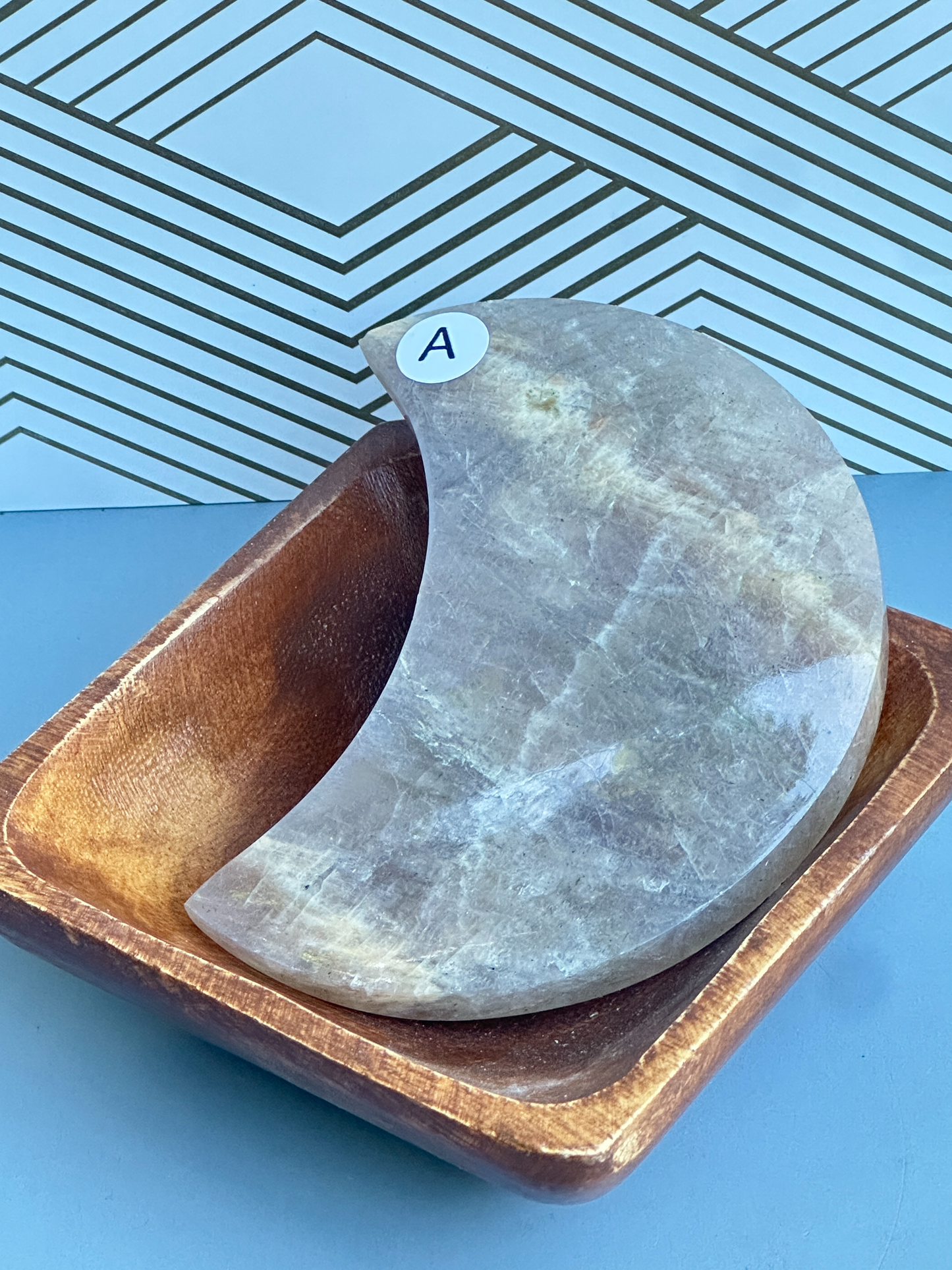 Moonstone Crescent Moon 4 inch | Crown Third Eye Chakra | Divine Feminine Intuition New Beginnings Stone