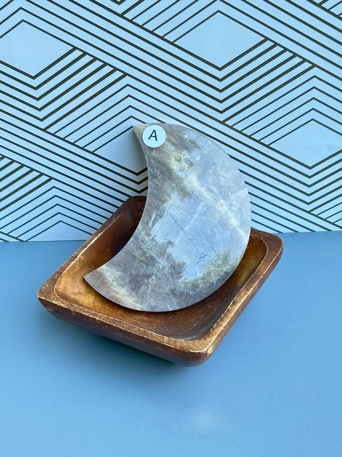 Moonstone Crescent Moon 4 inch | Crown Third Eye Chakra | Divine Feminine Intuition New Beginnings Stone