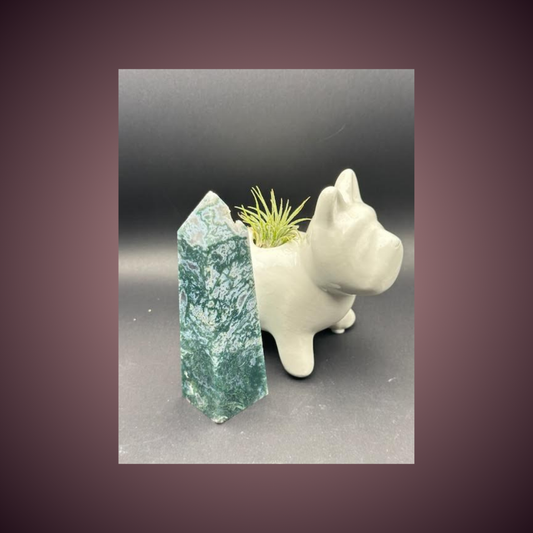 Moss Agate Tower: The Grounding Stone of Nature and Growth - Margeaux's Majestic Crystals