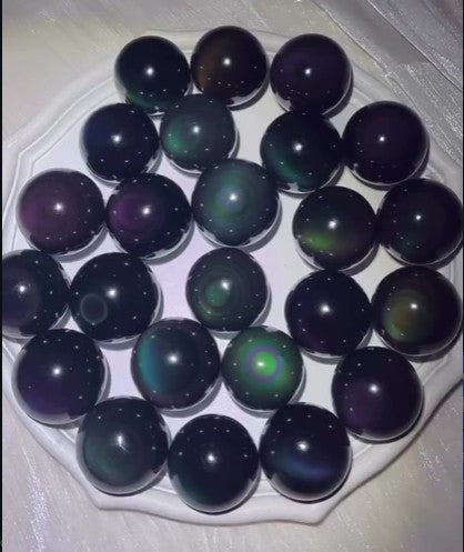 Rainbow Obsidian Sphere 52mm | Root Chakra Crystal Ball | Protection Emotional Healing Grounding Stone